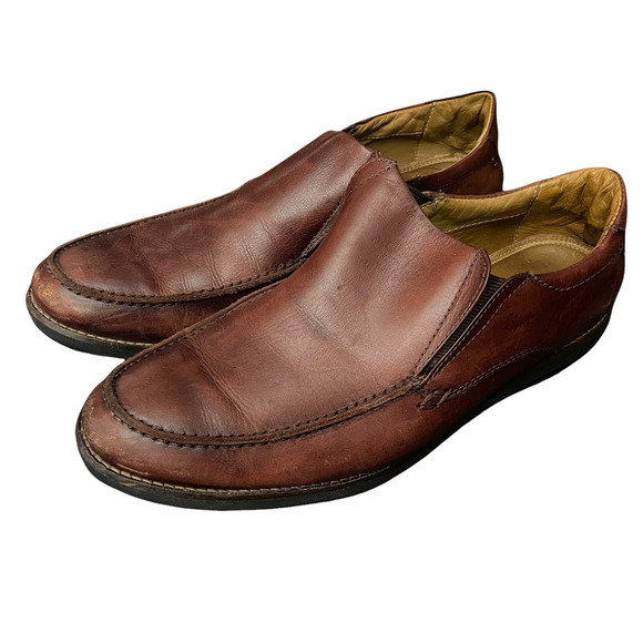 AMERICAN Classic by De La Rentis Men's AC Slip-On Brown Leather Shoes Size 10.5M - Picture 1 of 8